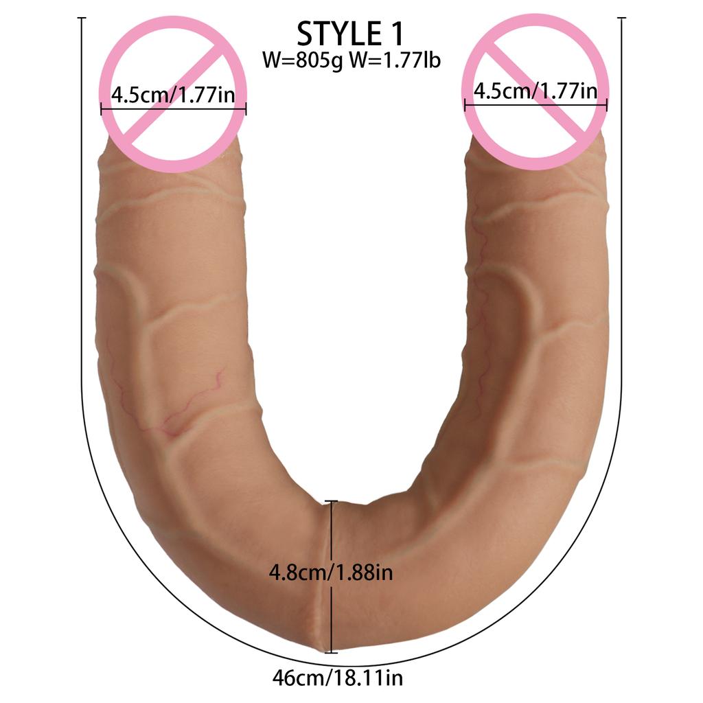 Huge Realistic Dildo Double Head Penis Super Soft Dildo U Shape Big Dick Vagina G-Spot Stimulation Masturbator Waterproof Sex Toys for Women Men Gay