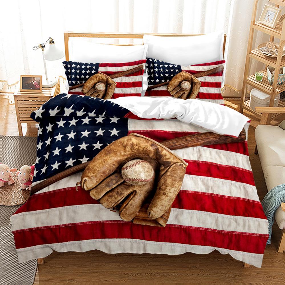 Quilt Cover Bedding Three-Piece 3D Digital Printing Campus Sports Baseball Kit