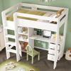 Children's Bed Loft Bed with USB-C Desk, Wardrobe and Filing Cabinet, Youth Bed with Stairs and Slatted Base, Storage, 90×200, Without Mattress