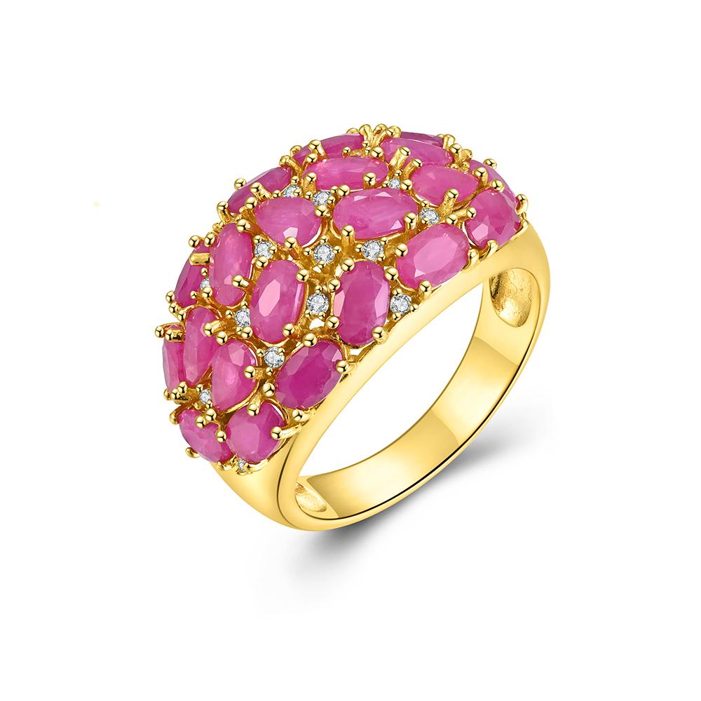 

Благородные и великолепные женские кольца с натуральным рубином из серебра 925 пробы, настоящие драгоценные камни, изысканные ювелирные изделия для подарков на годовщину и предложение US RING SIZE:10# жёлтый