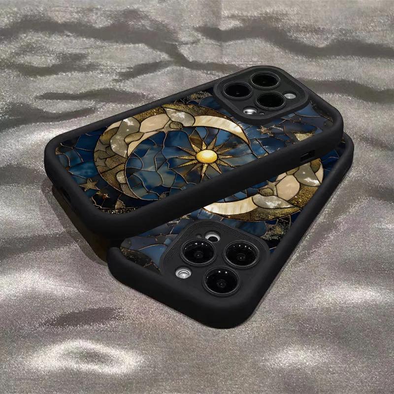 Sun&Moon Silicone Phone Case for IPhone 17 16 14 12 13 11 15 Pro Max Plus Air Shockproof Soft Cover