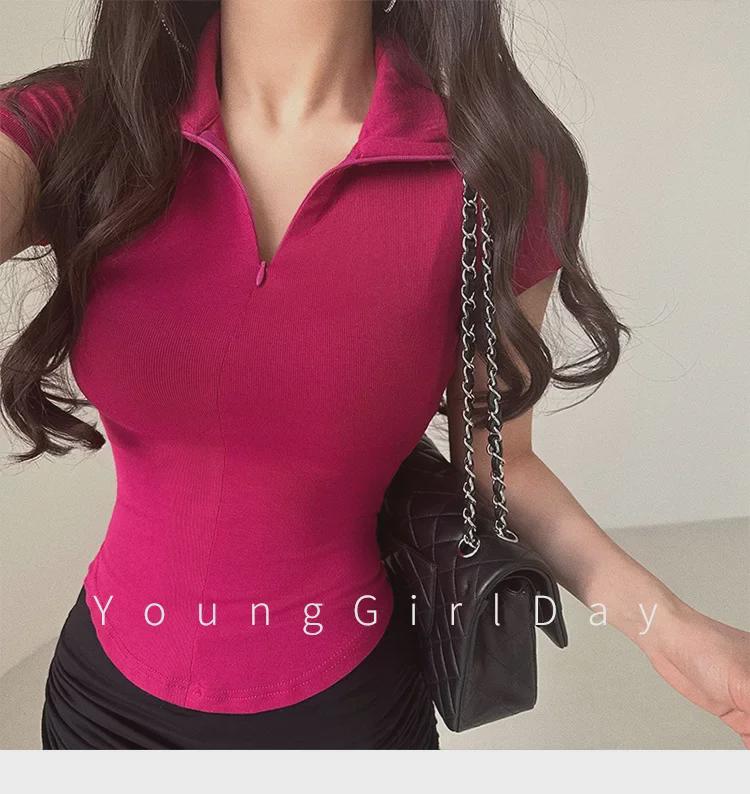 Women’s 2024 Summer Slim-Fit Zipper Polo Top