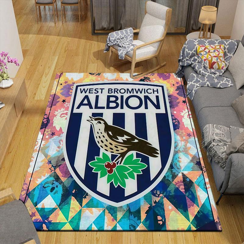 West Brom Flannel Pattern Square Carpet,Area Rug,Carpet Rug for Living Room Bedroom Sofa Playroom Decor,Non-slip Floor Mat