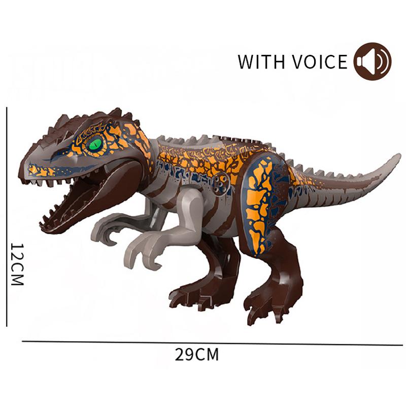 With Sound Assembled Building Blocks Dinosaur World T-Rex Velociraptor Triceratops Jurassic Animal Model Bricks Figure Toys Gift