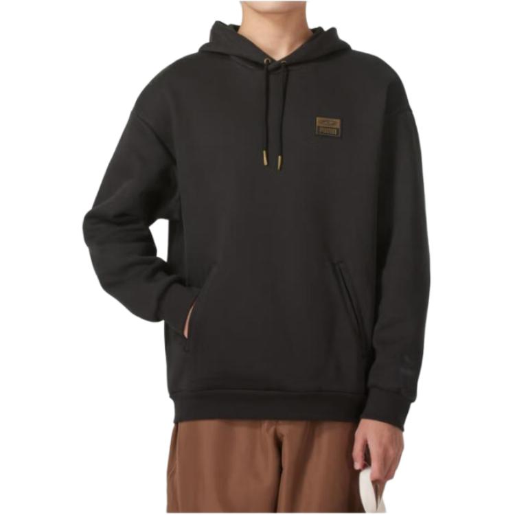 Puma Logo Outdoor Casual Sports Pulôver com Capuz Treino Moletom Homem moletom Preto 631069-01