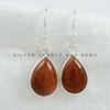 Teardrop Sunstone Earrings, Bezel Set, 925 Sterling Silver