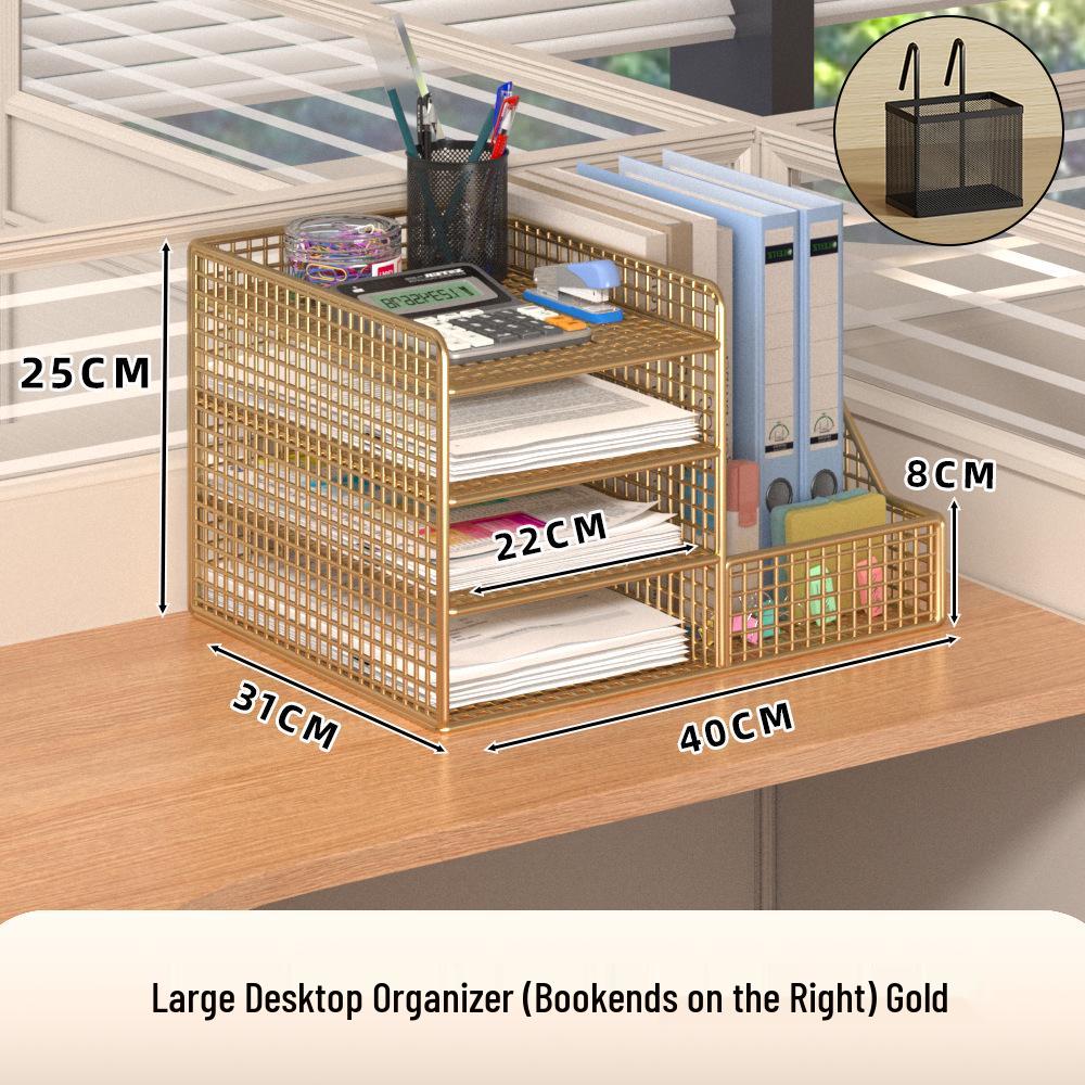 Multi-Layer Desk Organizer for Office Supplies and File Storage