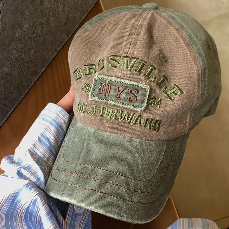 Retro Embroidery Letter Baseball Caps for Men Women Spring Summer Washed Cotton Hip Hop Hats Unisex Outdoor Sunshade Hats