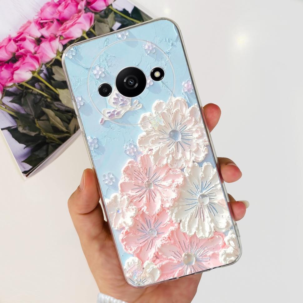 For Xiaomi Redmi A3 Case RedmiA3 Flower Cartoon Fundas Soft Silicone Casing For Xiaomi Poco C61 PocoC61 Coque Ultra Slim Cover