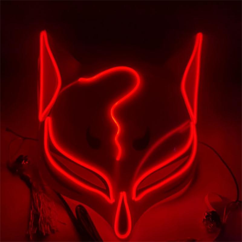 LED Golden Fox Mask Masquerade Party Halloween Birthday Christmas Dance Festival Cosplay Fox Mask LED Steampunk Style Kabuki Mas