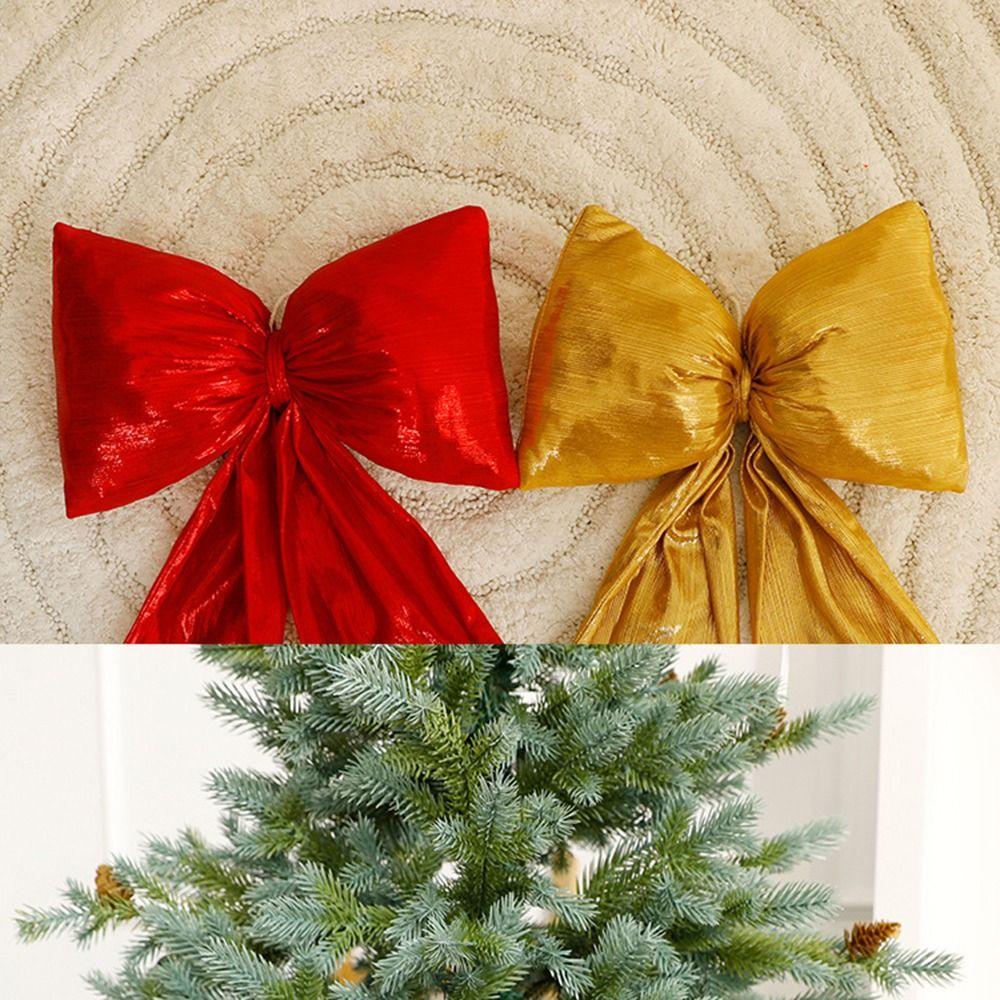 Tree Topper Decor Christmas Plaid Bowknot Elegant Christmas Wreaths Bow  Happy New Year Decoration