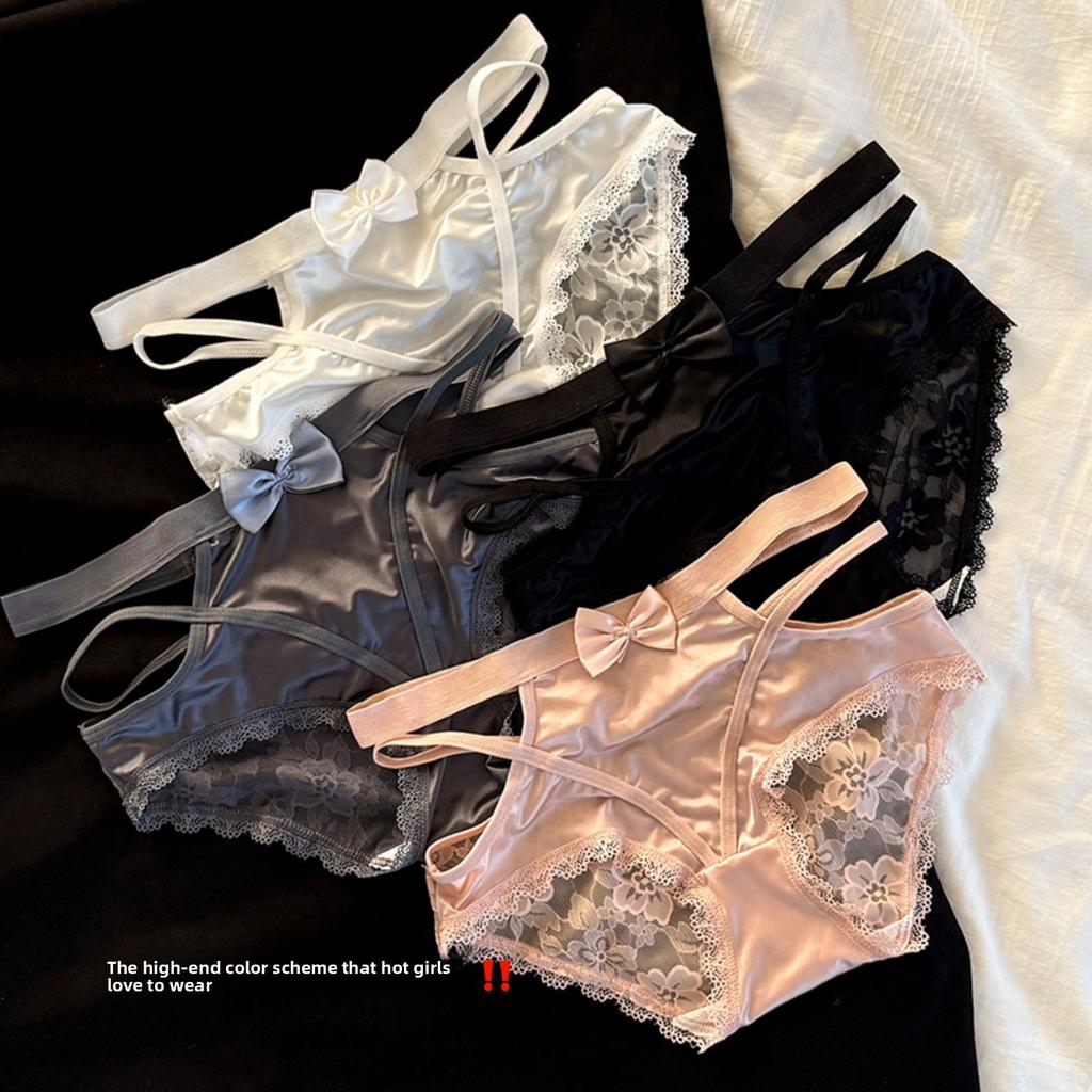 Lady Summer Pure Desire Sexy Lace Satin Comfortable Hollow Low Waist Triangle Briefs