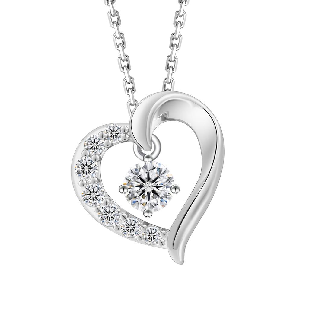 Moissanite Heart Necklace for 925 Moissanite Pendant Heart White Gold Adjustable Gift KRKC&CO Women, Silver, Necklace, Shape, Hypoallergenic, 0.3ct,