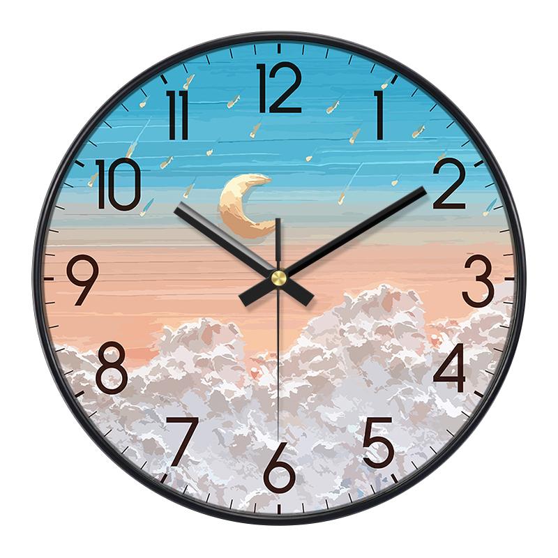 10/12 Inch Fashion Creative Wall Clock Silent Nordic Artist Living Room Bedroom Wall Watch Oil Painting Style Home Decoration