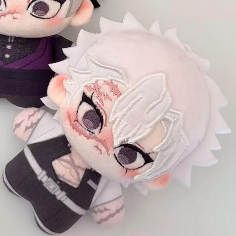 Demon Slayer Tengen Uzui Plush Doll Set 10cm Cute Sound Hashira Mascot with Eyepatch Battle Design Soft Anime Stuffed Keychain for Fans Bag Decor Gift