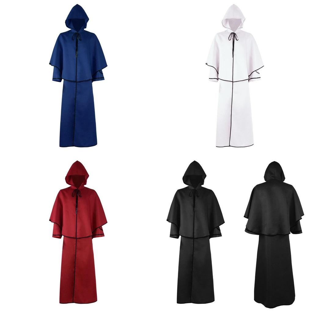 Medieval Renaissance 5-color Hooded Cloak For Halloween Cosplay