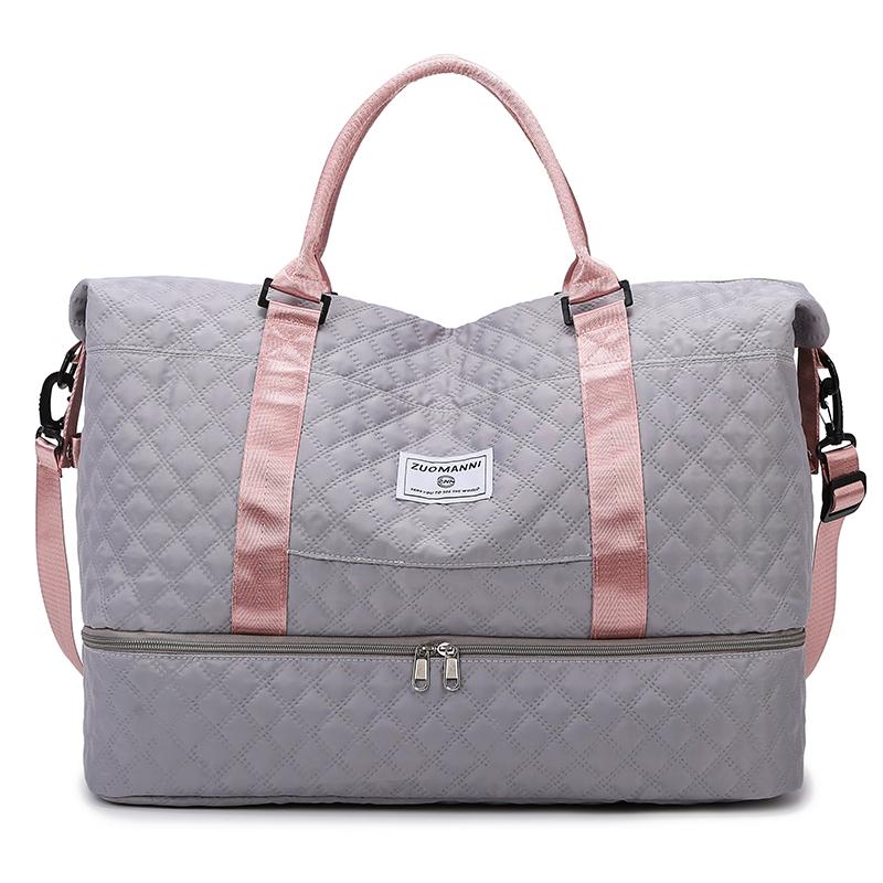 

Дорожная сумка Большая вместительная сумка для хранения Разделение сухих и влажных вещей Разделение сумок для обуви Износостойкая сумка для фитнеса серый