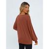 Autumn and Winter Women's Blouse Round Neck Pleated Long Sleeve Casual Tops