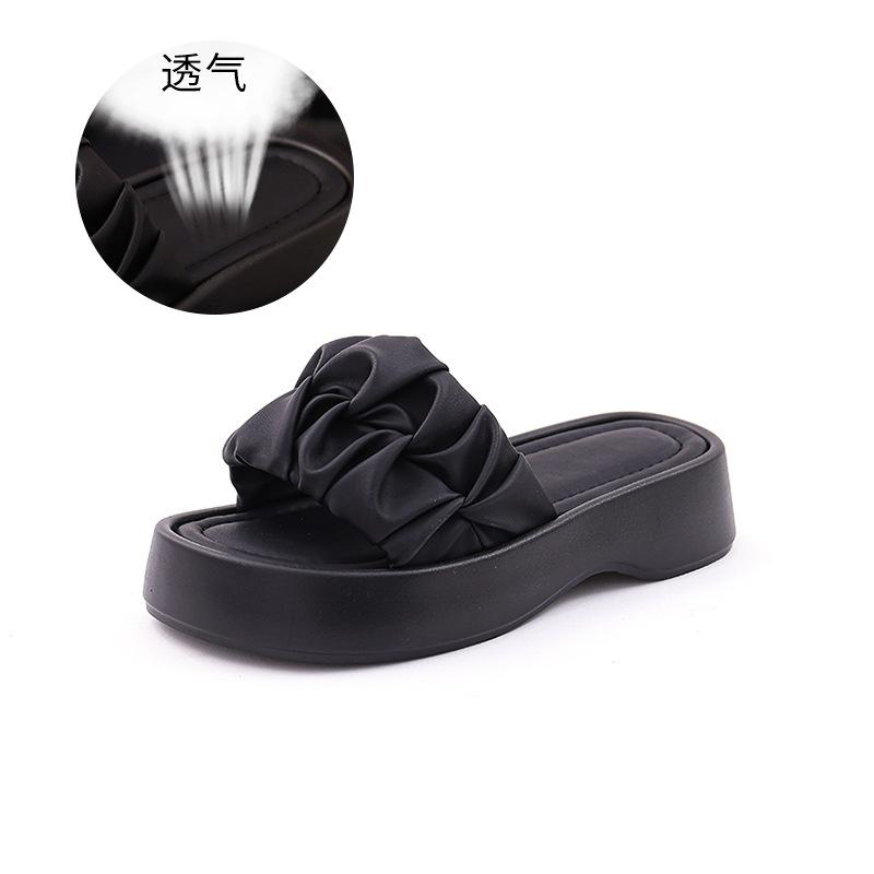 

Удобные шлепанцы на плоской подошве женские 2025 лето новая мода крутые шлепанцы девушки пляж маленькие ароматные половинки 35 чёрный