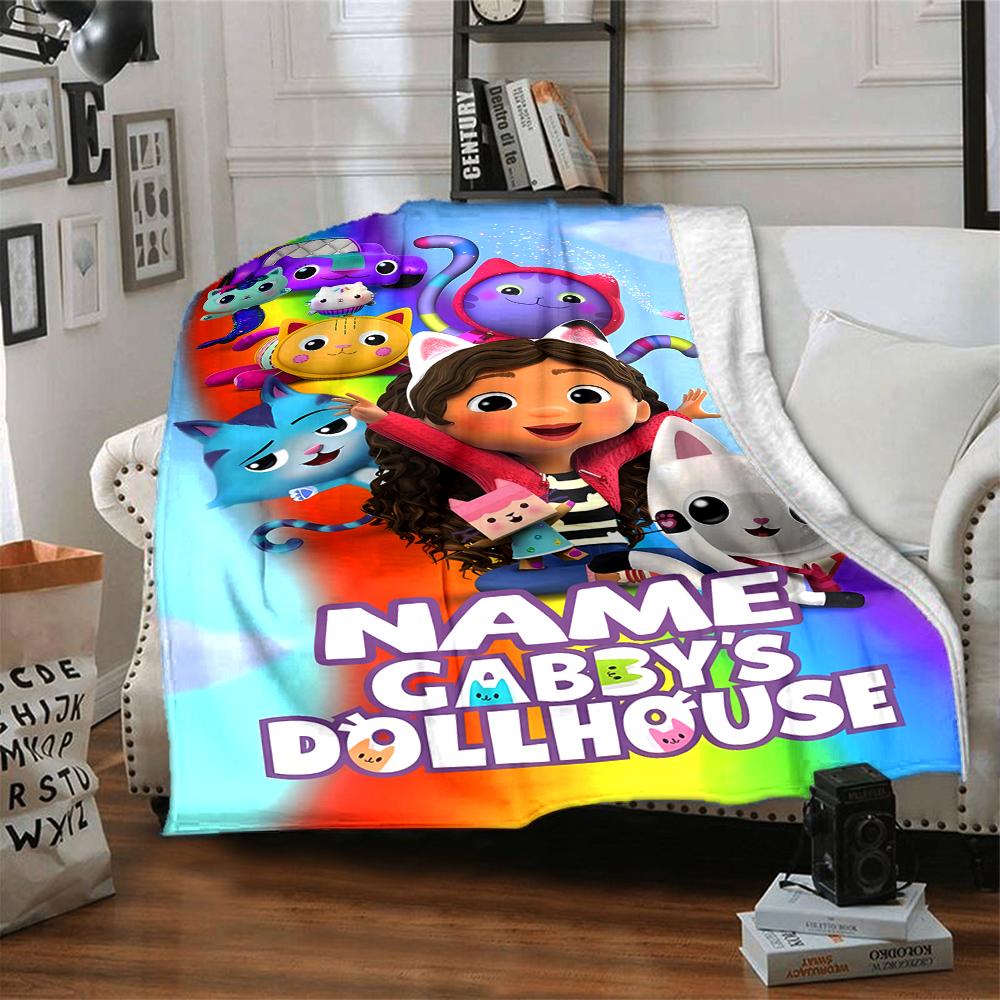 Coperta Personalizzata con Nome Personalità Gabby's Dollhouse Morbida e Calda per Divano, Ufficio, Letto, Viaggio, Pausa Pranzo, Regalo Adatto a Tutte le Stagioni