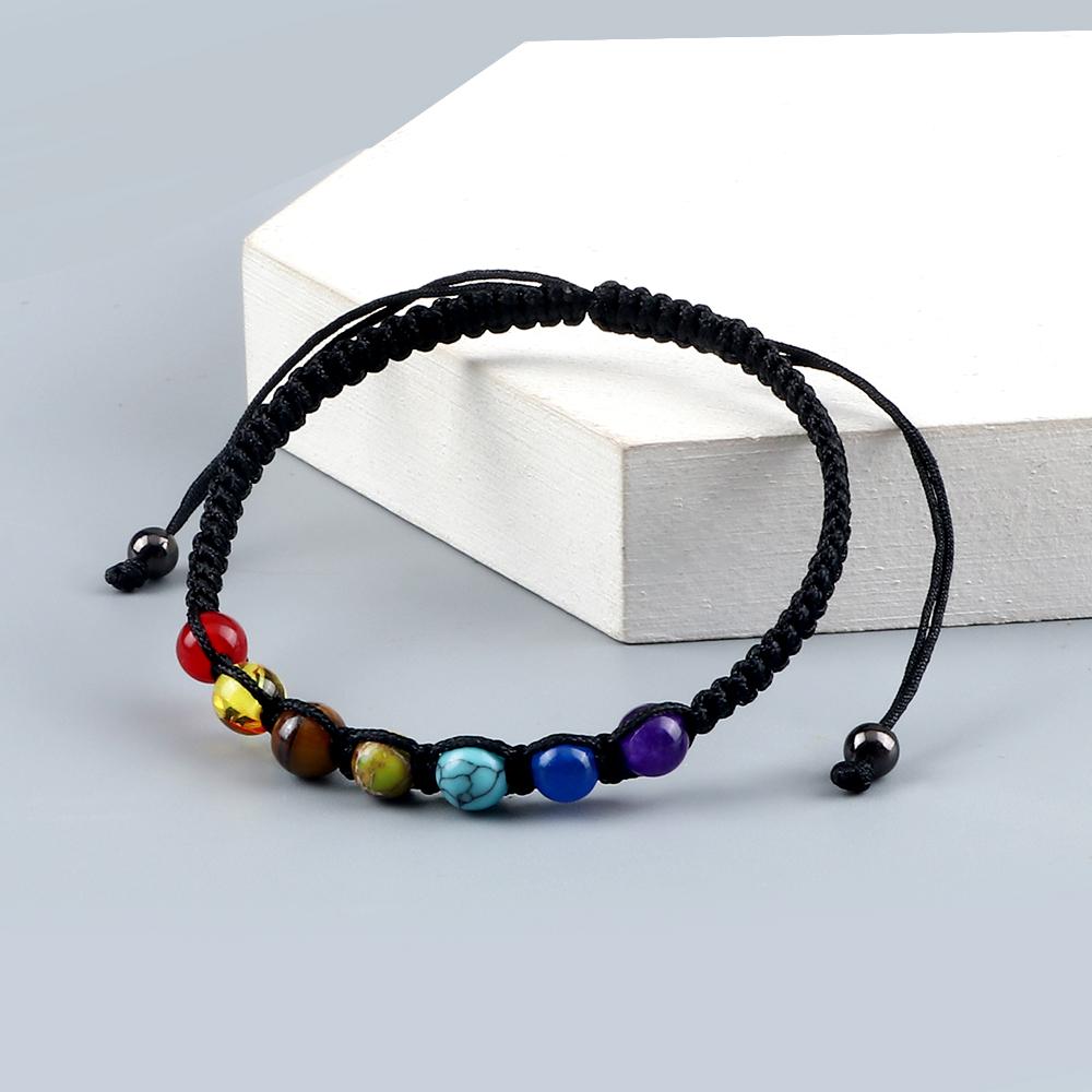 Handmade 7 Chakra Bracelet Natural Stone Braided Rope Yoga Reiki Healing Balance Bracelets & Bangles Meditation Gift