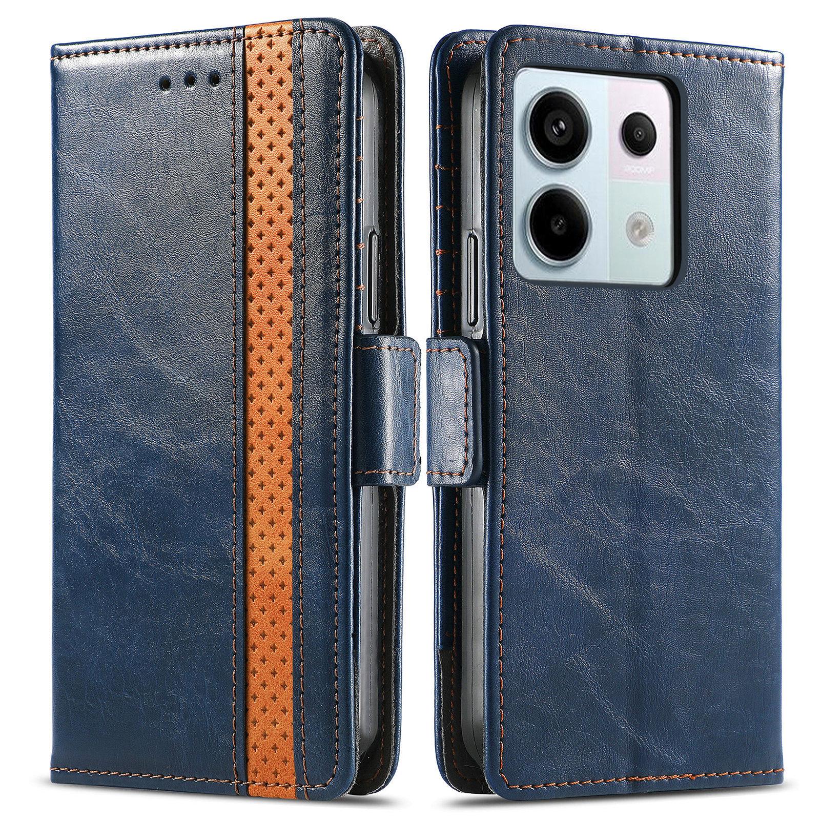 

For Xiaomi Redmi Note 13 Pro 5G/Poco X6 5G/Poco M6 Pro 4G Phone Cases CASENEO PU Leather Cover Stand with RFID Blocking Wallet Dark Blue