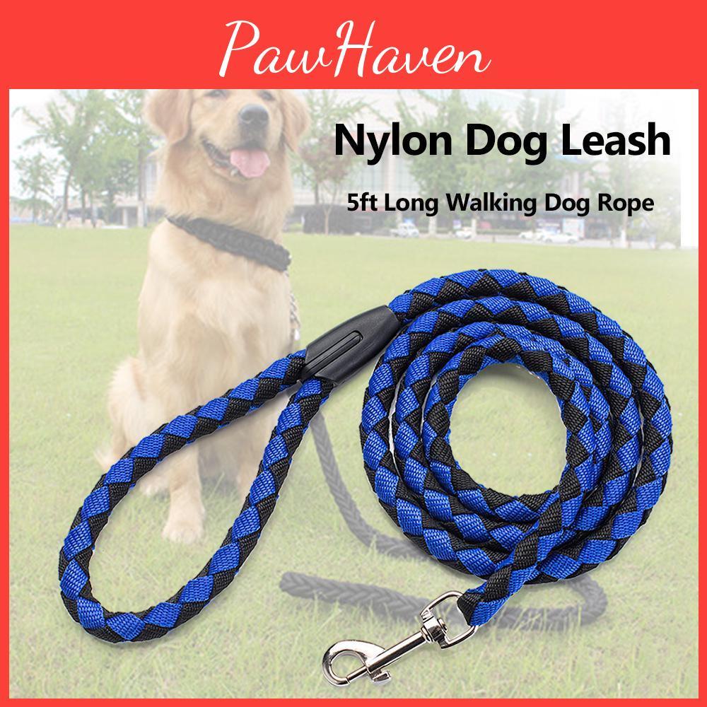 Nylon Leash Dog 5ft Long Walking Dog Rope Metal Clasp Dog Chain Traction Rope For Medium Dog