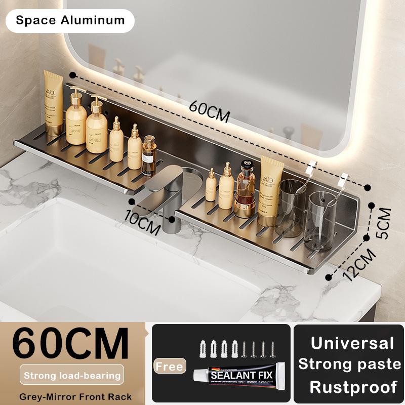 Around Faucet Holder Shower Shampoo Soap Cosmetic Holder Bathroom Storage Rack Organizer Over the Basin Shelf Mirror Front Rack