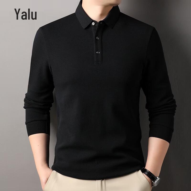 Yalu Men's Pure Cotton Long Sleeve Polo Shirt