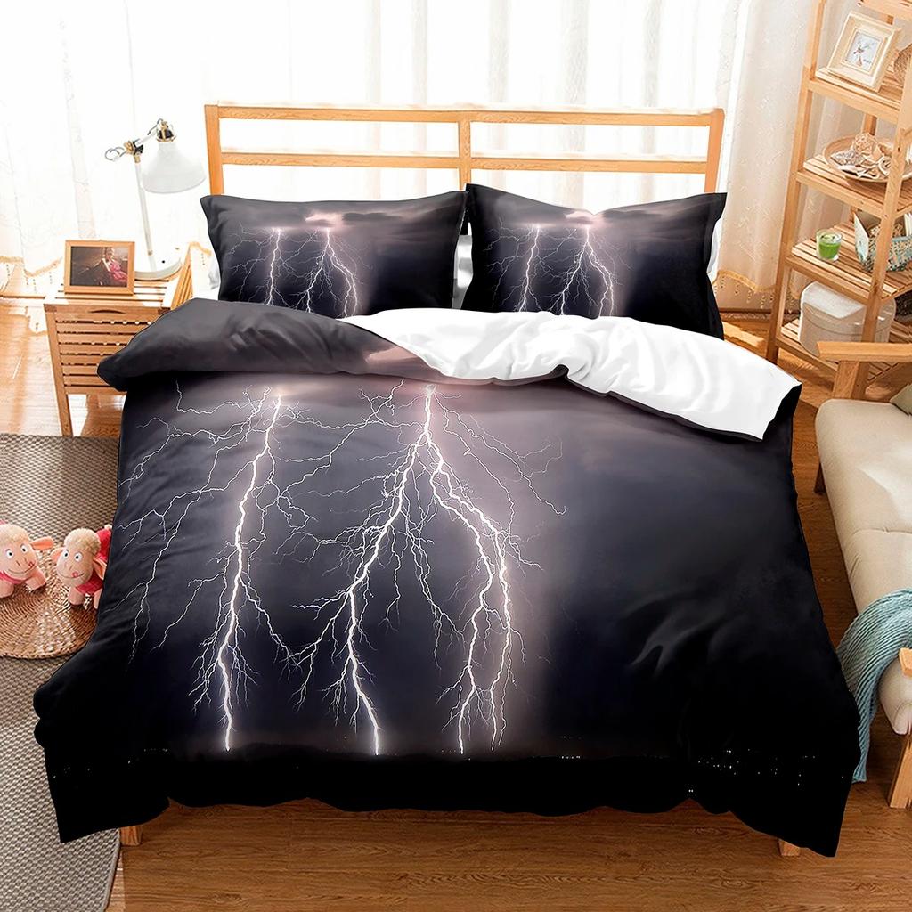 3D Printed Lightning Bedding Set Lightning Duvet Cover Double Twin Full Queen King Adult Kids Bedclothes Quilt Cover