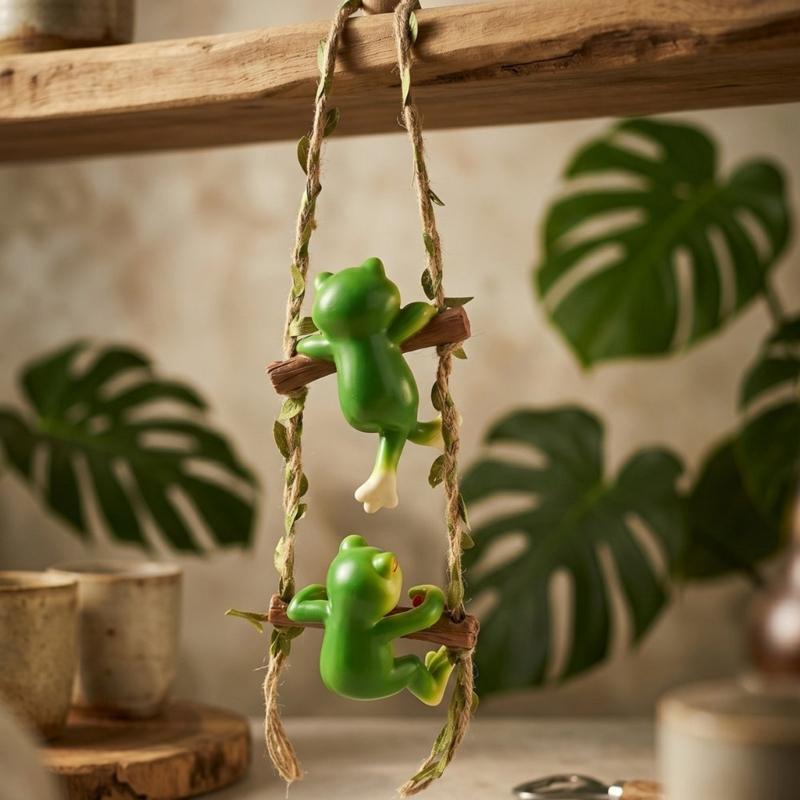 Cute Frogs Climbing Ladder With Wine Cup Wall Hanging Decors Resin Sculpture For Home Bookshelves And Garden Decoration