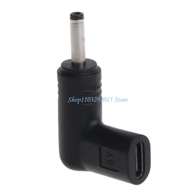 R6FF Type C Female Input to 3.5mm x1.35mm Power Charging Adapter 90 Degree Adapter