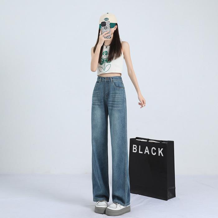 

Light Wide-Leg Tencel High-Waist Floor-Length Jeans for Women 2XL