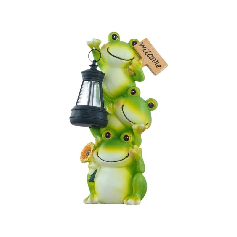 Unique Gift Solar Powered Frogs Garden Lanterns Resins Sculpture Waterproof Ornament For Outdoor Lawn Yard Home Decors