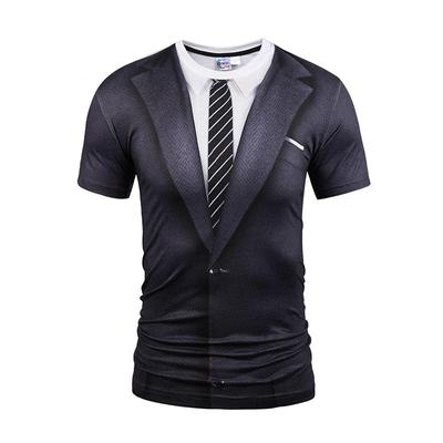 Moda Tişört Üst Kol Yuvarlak Takım Kravat 3D Tişört
