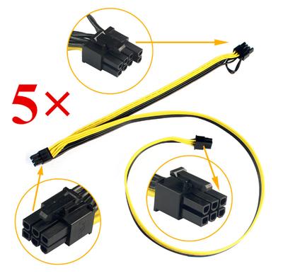 5Pcs Modular PSU Power Supply Cables PCIE 6pin To 8pin +6pin Splitter Cable Cord