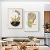 Frameless Golden Green Abstract Circle Geometric Art Canvas Painting Poster and Print Mural Wall Picture Modern Home Decor