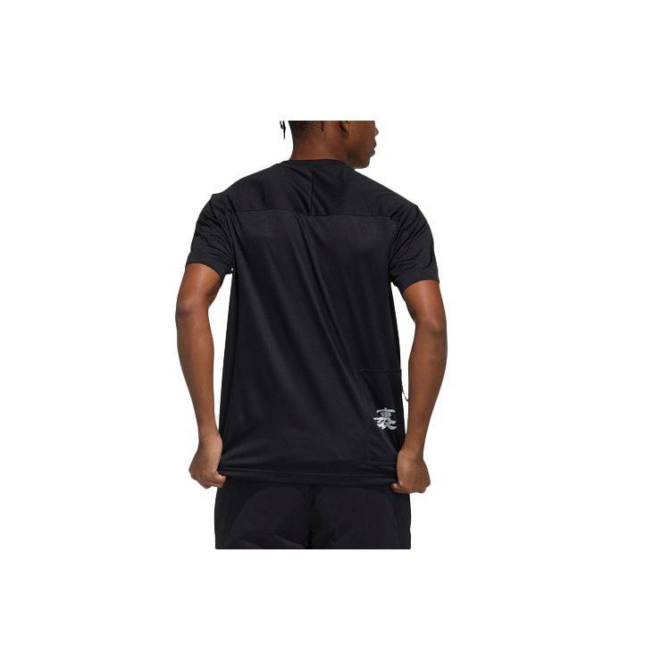 adidas T Shirts Men's Black Crew Neck Moderate Straight Fit GN7602