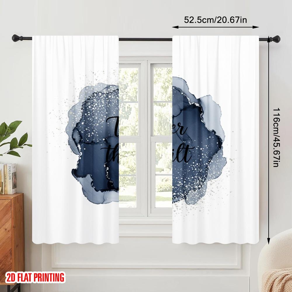 2pcs 2D flat printing Scene Curtains Together They Built Life Polyester Without Electricity Festive Holiday for Holiday Decor
