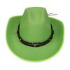 Unisex Western Cowboy Hat Wide Brim Roll‑Up Brim Double‑Top Felt Fedora Hat,10 Colors,Multiple Optional Detachable Hat Bands