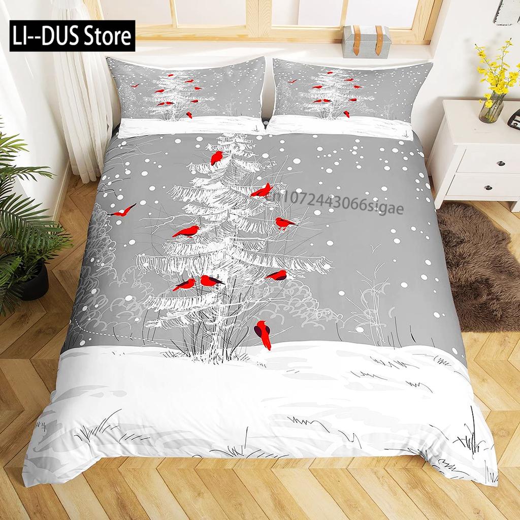 Snow Mountain Bedding Set Winter Snow Scene Comforter Cover for Boys Girls Kids 3D Duvet Cover Set Bedroom Decor 3 Pcs Full Size