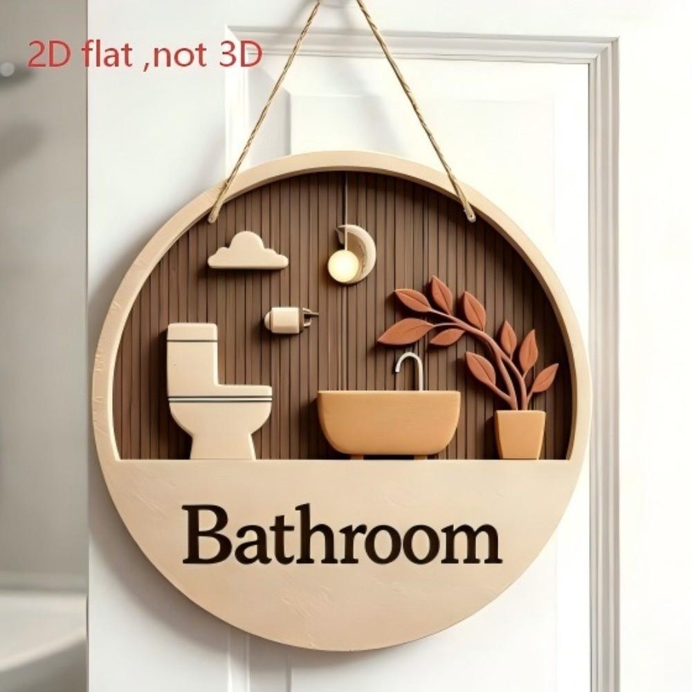 Wall Art Sign Circle Decor Plaque Hanging Pendant Toilet Decor Plate Home Decor