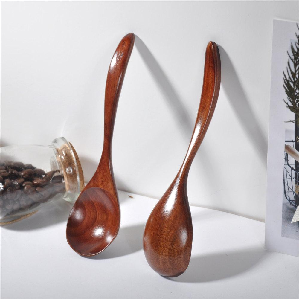 Wooden Spoon Cooking Spoon Bamboo Wave Pattern Kitchen Cooking Utensil Tool Soup Teaspoon Catering for Kitchen Dessert Tableware4