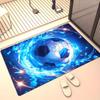 Galaxie Weltraum Fußball Druck Teppich, Rutschfeste Saugfähige Waschbare Bodenmatte für Büro Wohnzimmer, Outdoor Camping Yoga Dekor