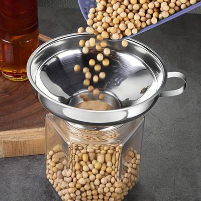 Wide Mouth Funnel with Handles Stainless Steel Kitchen Funnel Cup Jam Salad Dressing Hoppers Filter for Oil Coffee Wine Water