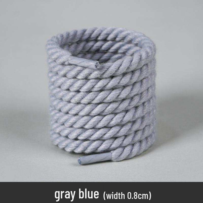 White Polyester Cotton Three-Strand Round Shoelaces - Versatile for Casual or Board Shoes (Pair)