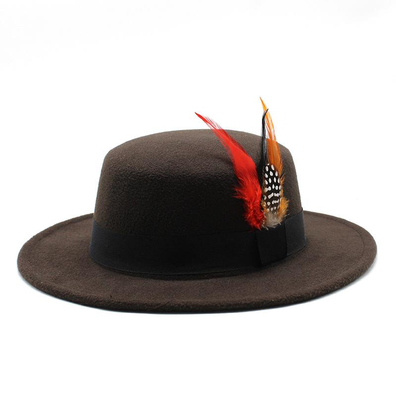 Cappelli per Coppie Maschili e Femminili Cappello Piatto Britannico Classico Retrò in Lana Cappello a Tesa Larga Cappello in Feltro