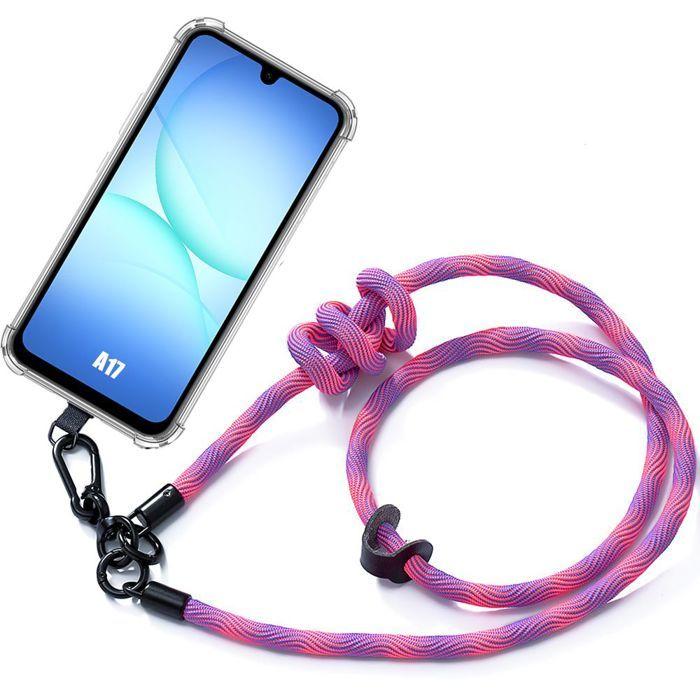 Coque pour Samsung Galaxy A17 4G/5G, Protection Transparente Antichoc avec Bandoulière Amovible