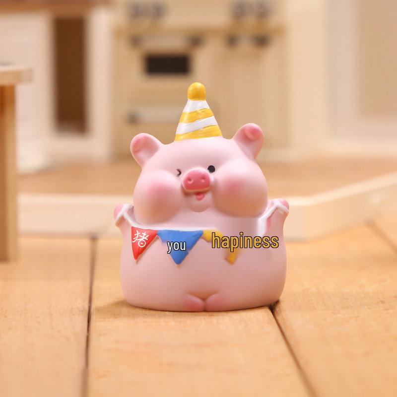 Piglet Mini Ornament for Girl's Room or Car Center Console Decor