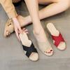 Spring Summer High Heeled Sandals Old Beijing Cloth Wedge Women Shoes Casual Beige Korean Style Slippers Comfortable